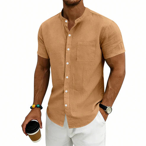 Camisa de manga corta lisa para hombre