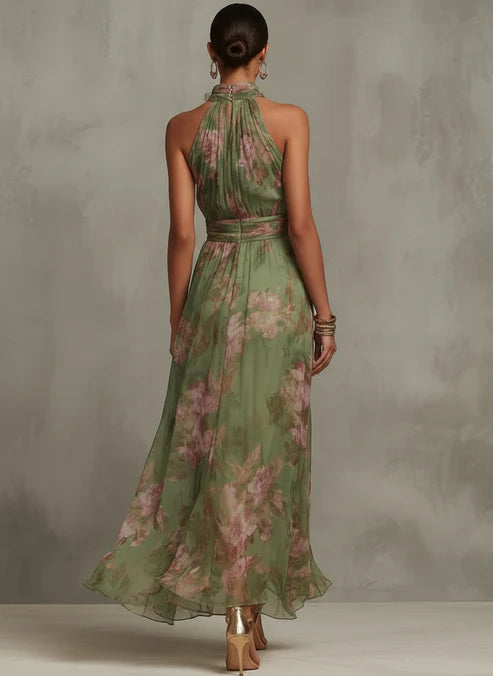 Angelica- Elegante vestido largo con estampado floral