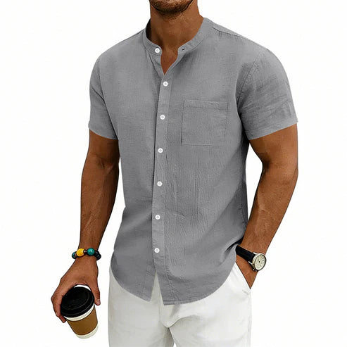 Camisa de manga corta lisa para hombre