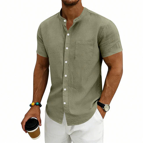 Camisa de manga corta lisa para hombre