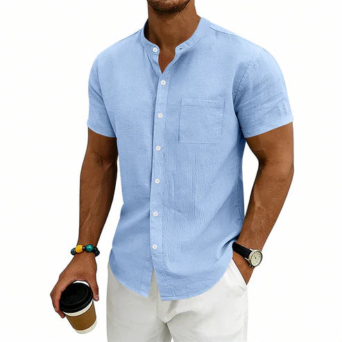 Camisa de manga corta lisa para hombre