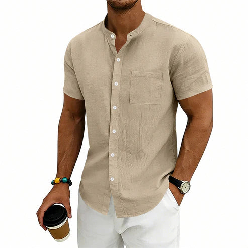 Camisa de manga corta lisa para hombre