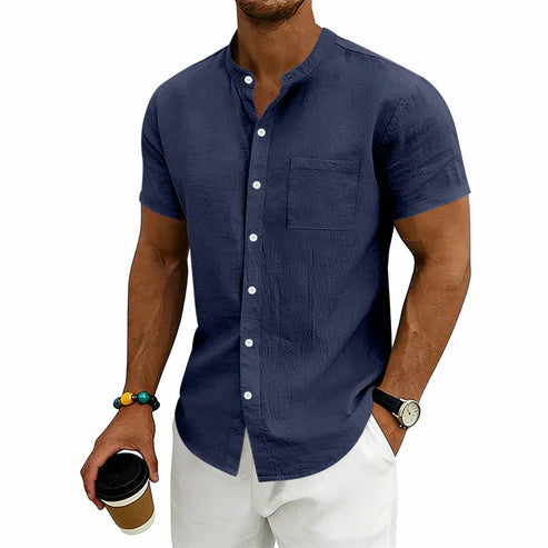 Camisa de manga corta lisa para hombre