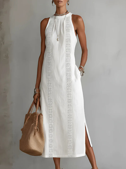 Jimena- Vestido de lino cuello mao