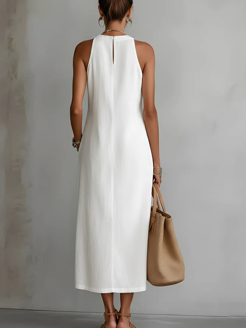 Jimena- Vestido de lino cuello mao