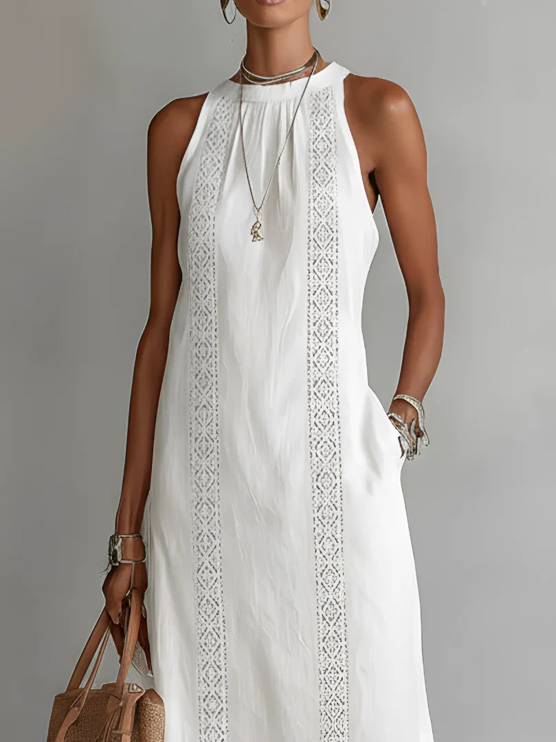 Jimena- Vestido de lino cuello mao