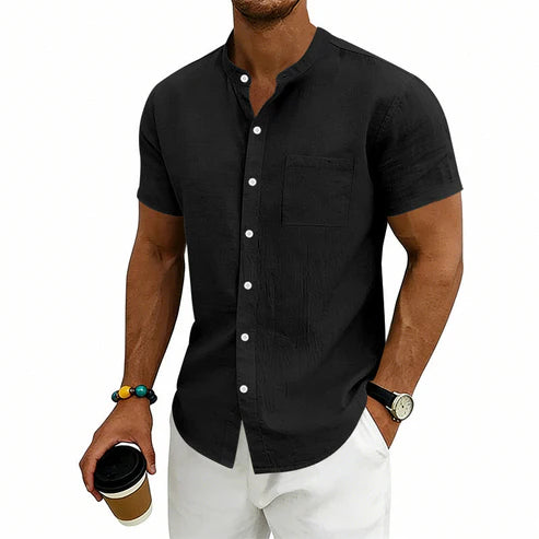 Camisa de manga corta lisa para hombre