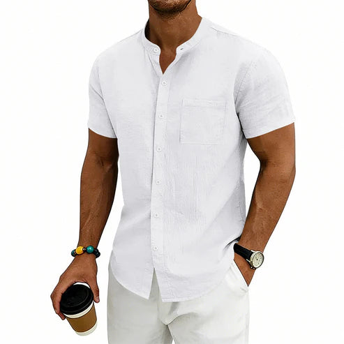 Camisa de manga corta lisa para hombre